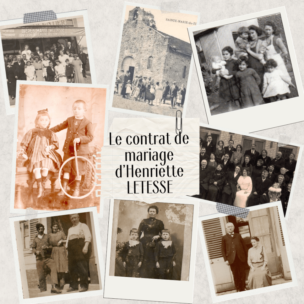 Le contrat de Mariage de Henriette&nbsp;Letesse